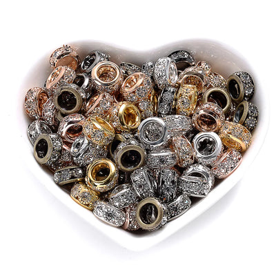 10-30pcs/lot Rhinestone Spacer Beads Round Gold Silver Metal Czech Crystal Beads for Jewelry Making DIY Bracelets Accessories