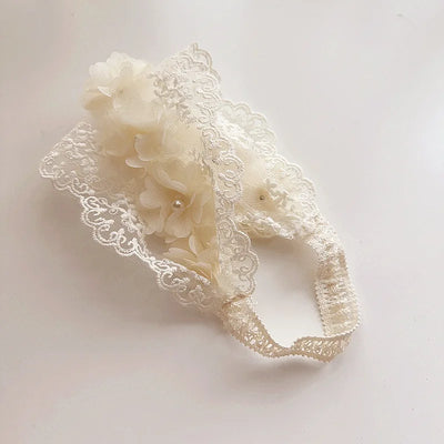 Lace Baby Headband Princess Girls Elastic Hair Bands Retro White Flower Bow Kids Turban Hair Accessories