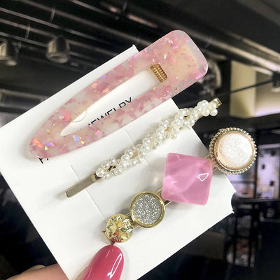 New Fashion 3/4pcs Set Pearl Hair Clip For Women Korean Hairpin Geometric Crystal Hair Barrettes Girl Hair Accessories Hairgrip