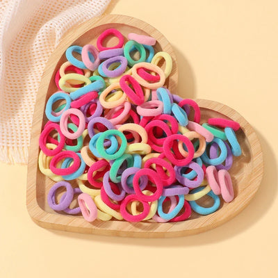 100Pcs/bag Girls Colorful Hair Bands Set Nylon Elastic Rubber Band Baby Ponytail Holder Scrunchies Kids Hair Accessories