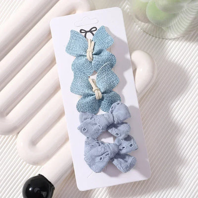 4Pcs/set Butterfly Hair Clip Set for Girls Double Layered Bow Cute Bangs Hair Pin Cotton Safe Kids Baby Hair Accessories Set