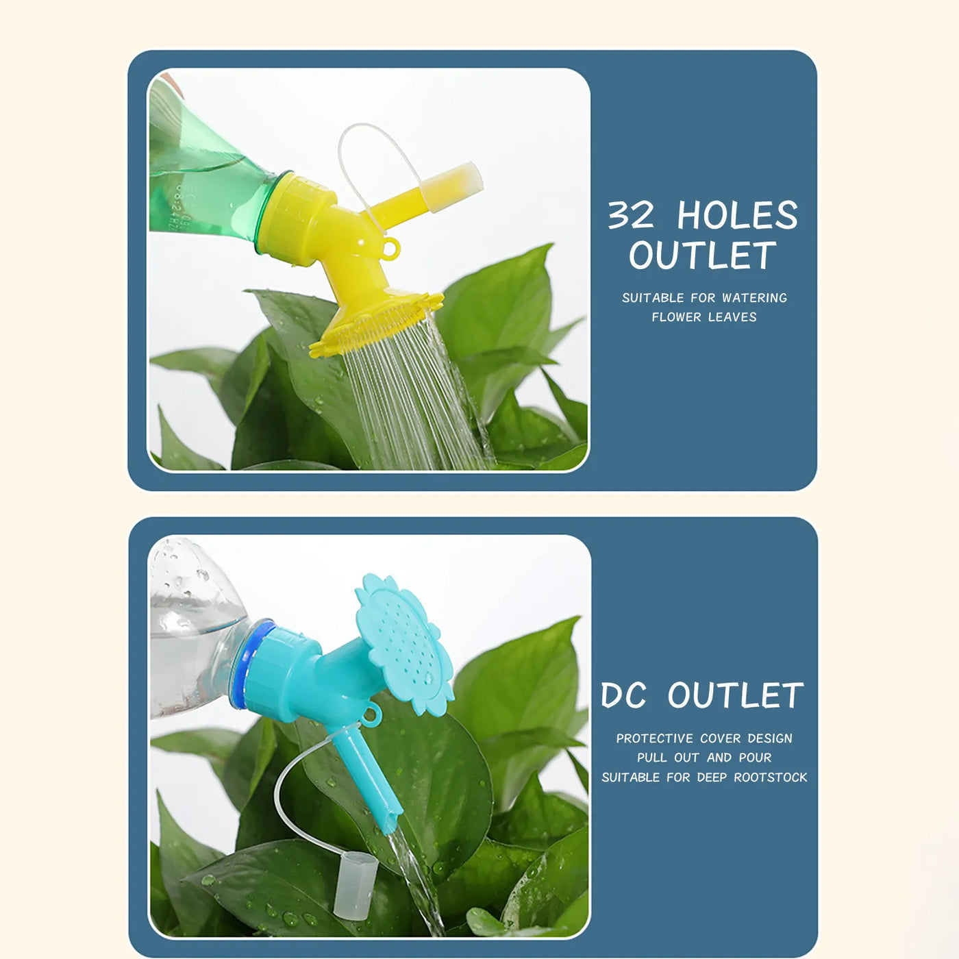 Bottle Cap Sprinkler Dual Head Bottle Watering Spout Watering Can Sprinkler Head Portable Plastic Plant Nozzles Garden Plant