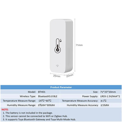TUYA SMART TEMPERATURE HUMIDITY SENSOR MINI, 2023 UPGRADE, BLUETOOTH-COMPATIBLE, APP REMOTE CONTROL, THERMOMETER HYGROMETER