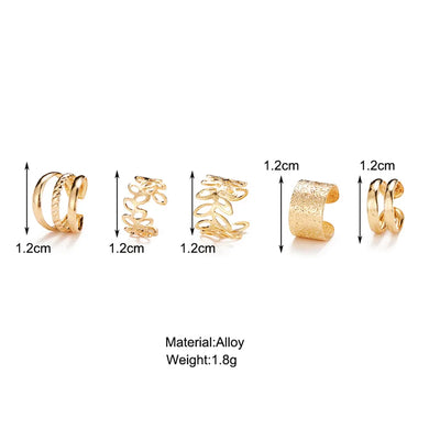 Gold Silver Color Leaves Clip Earrings for Women Creative Simple C Butterfly Ear Cuff Non-Piercing Ear Clips Set Trendy Jewelry
