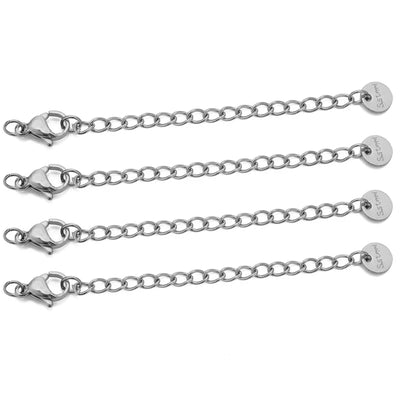10pcs Stainless Steel Extension Chains with Lobster Clasps Connector Link Necklace Tail Making DIY Bracelet Accessories Supplies