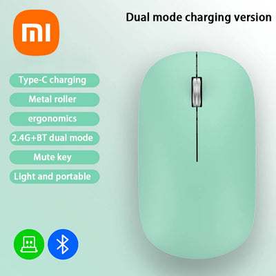 Xiaomi Bluetooth Wireless Mute Mouse Dual Mode Dpi Adjustable 2.4g Type C Rechargeable Silent Ergonomic Portable Office Mouse