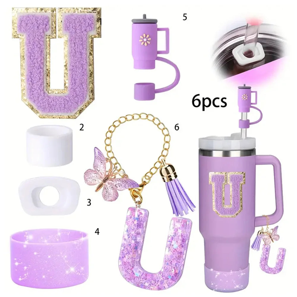 6PCS SILICONE ACCESSORY SET FOR STANLEY 40OZ TUMBLER WITH HANDLE – INCLUDES STRAW TOPPERS, BOOT COVER, AND SPILL-PROOF STOPPERS
