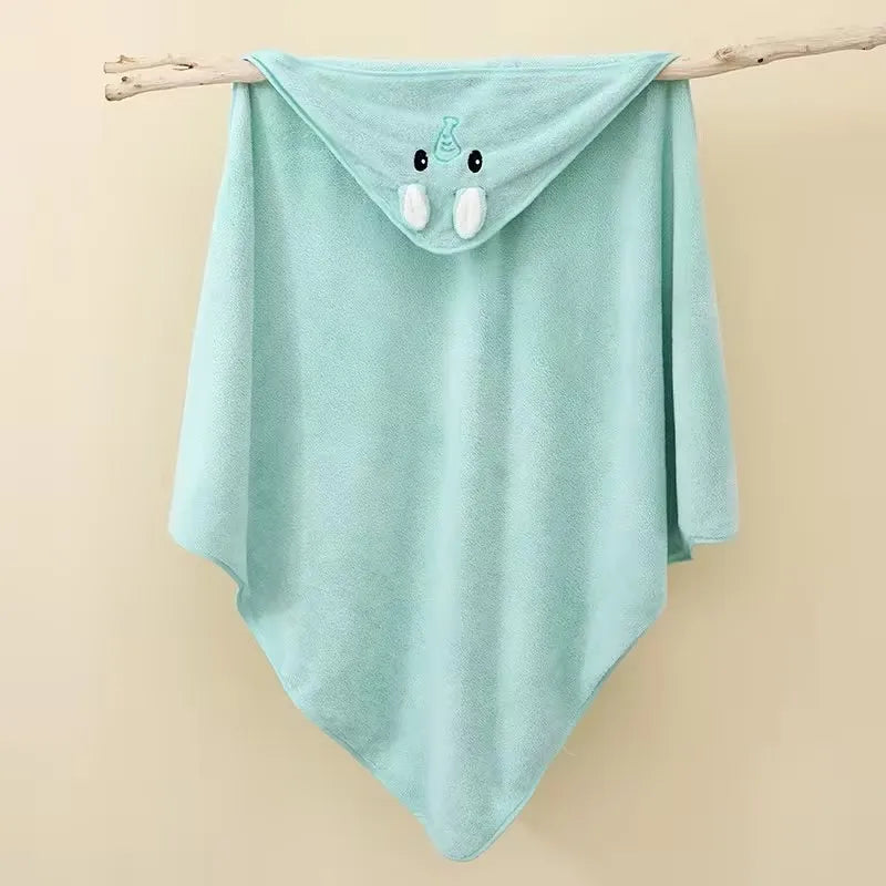 0-3Y Baby Shower Unisex Baby Bathrobe Flannel Cloak Cartoon Boy Girl Ultra-Soft Hooded Spa Robe Bath Towel Newborn Cover-Up
