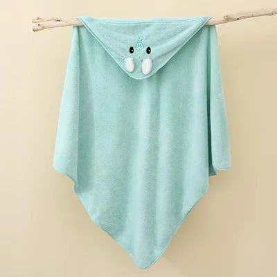 0-3Y Baby Shower Unisex Baby Bathrobe Flannel Cloak Cartoon Boy Girl Ultra-Soft Hooded Spa Robe Bath Towel Newborn Cover-Up