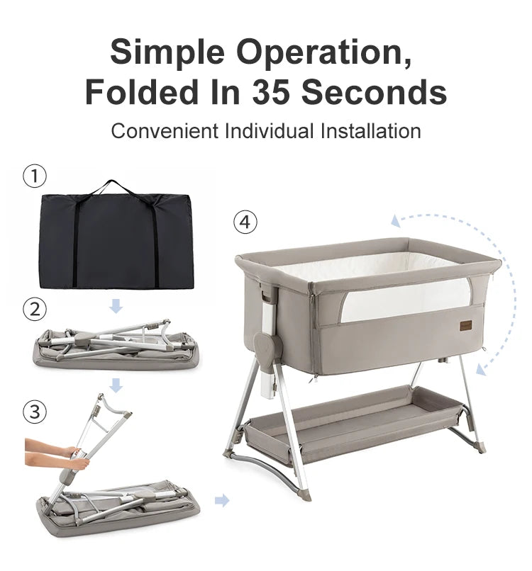 Rocking Crib Free Shipping Baby Beside Sleeper Pink Foldable Newborn Crib Portable Baby Bassinet Infant Co-sleeper 0-6M