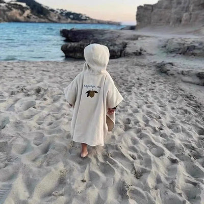 Children Hooded Bathrobe Polyester Kids Warm Thickened Light Skin-friendly Beach Play Towel Cartoon Fruit Pattern Bath Supplies