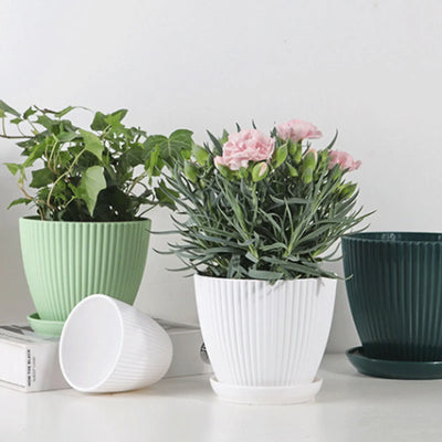Home Garden Pots with Tray Planters Flower Plant Pots Multi Color Flower Seedling Nursery Pots with Tray for Outdoor Indoor FU