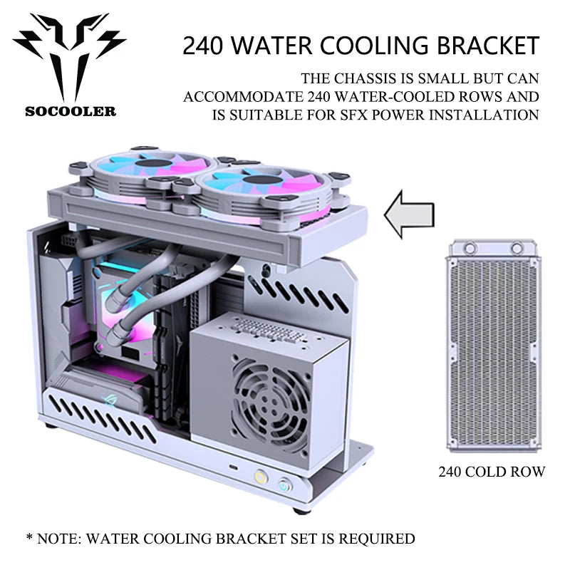 Socooler  ITX Portable Rack Case Open Computer Case Open Frame Diy Gaming Computer Case Mini ITX case Aviation Aluminum SFX G1