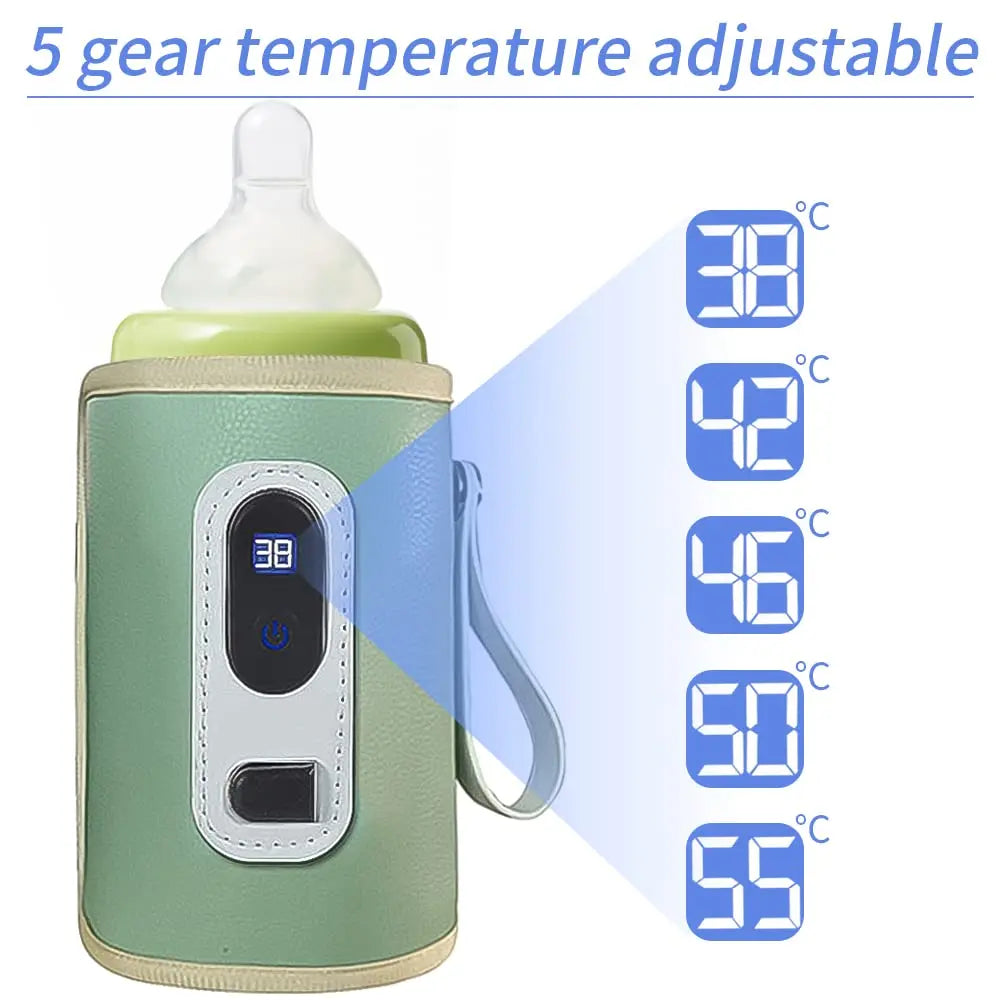 USB Milk Water Bottle Warmer  for Breastmilk and Formula with Led Display, 5 Temperature Adjustable Baby Milk Warm Keeper