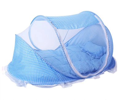 BABY MOSQUITO NETTING FOLDING CRIB BEDDING WITH MATTRESS & PILLOW, TRAVEL BED SUPPLIES FOR BABY (0-3 YEARS OLD)