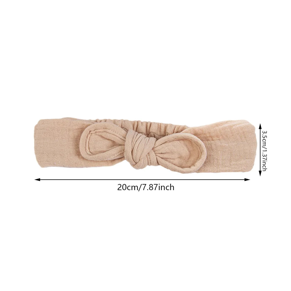 Solid Mulsin Cotton Baby Headbands For Infant Girls Stretchy Sweet Cute Hair Bows Elastic Hair Bands Kids Infant Headwear