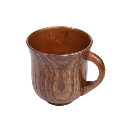 Drinkware Vintage Wooden Tea Cup Japanese Style Handmade Wood Coffee Mug with Handle Solid Wood Drinking Cup Restaurant