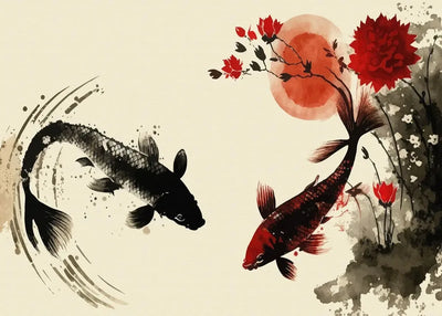 Chinese Landscape Birds Forest Mountain River Koi Carp Fish Ink Art Poster Canvas Painting Wall Art Prints Picture Home Decor