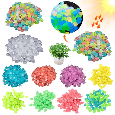 100PCS Solar Luminous Stone Fish Tank Pebble Multifunction Glow In The Dark Pebble Glowing Stone Rock Reusable Garden Decoration