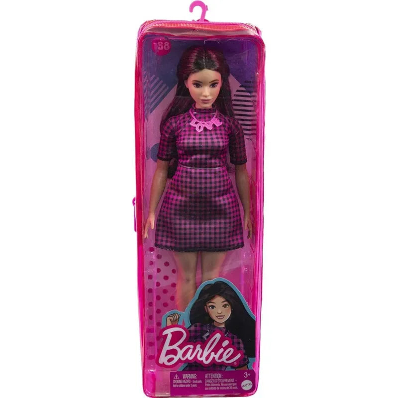 Original Barbie Doll Fashionistas Doll #188 in Purple Dress Dolls for Girls Toy for Kids Genuine Brand Birthday Christmas Gift