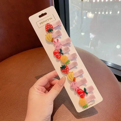 10 PCS New Baby Hairpin Fruit Bows Cartoon Hair Clips Baby Side Bangs Clip for Kawaii Girls Headdress Accessories Baby Bows