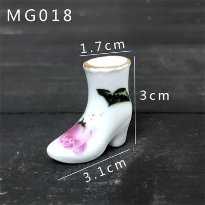 Mini Rose Ceramic Vase Handicraft Collection Miniature Model Resin Simulation Vase Desktop Mini Decor Creative Pocket Artwork