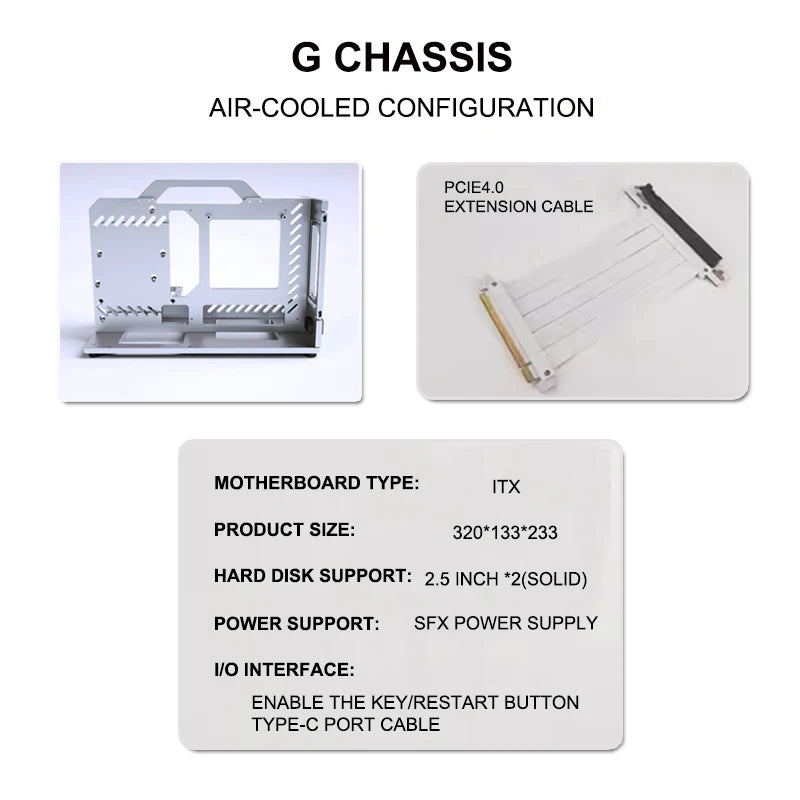 Socooler  ITX Portable Rack Case Open Computer Case Open Frame Diy Gaming Computer Case Mini ITX case Aviation Aluminum SFX G1