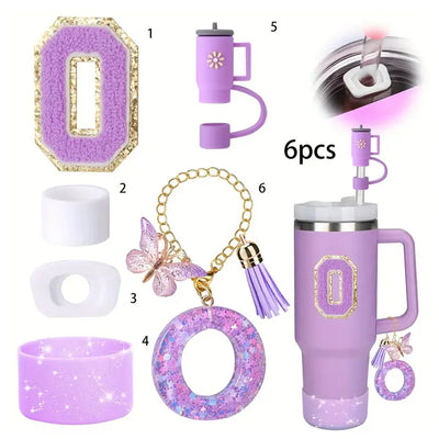 6PCS SILICONE ACCESSORY SET FOR STANLEY 40OZ TUMBLER WITH HANDLE – INCLUDES STRAW TOPPERS, BOOT COVER, AND SPILL-PROOF STOPPERS