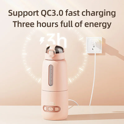 Portable Baby Milk Bottle heater Wireless 316 Food Grade Borosilicate Glass Body 15000mAh Constant 12 Hours Baby Bottle Warmer