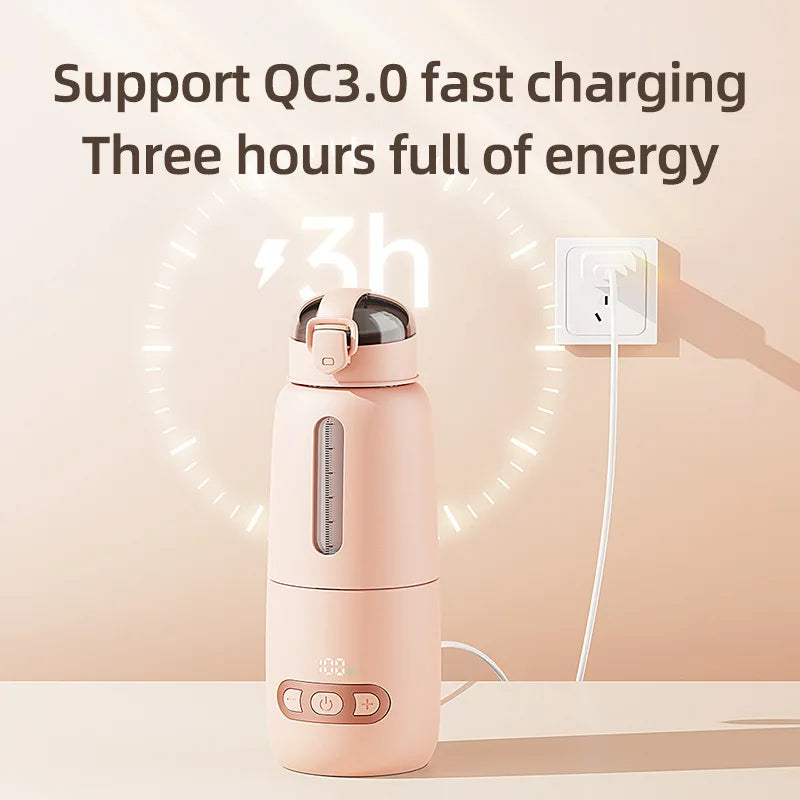 Portable Baby Milk Bottle heater Wireless 316 Food Grade Borosilicate Glass Body 15000mAh Constant 12 Hours Baby Bottle Warmer