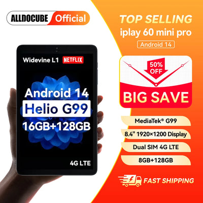Alldocube iplay 60 mini pro 8.4inch Tablet Pocket Mighty Player Android 14 MediaTek G99 4G LTE 8GB+128/256GB ROM 6050mAh Battery