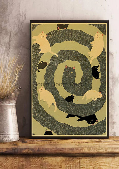 Fun And Cute Lover Cat Paper Poster Graffiti Picture Retro Personality Paper Wall Sticker Retro Bar Cafe Home Room Gift Decor