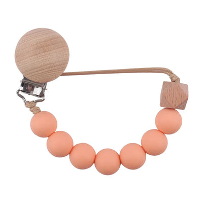 New Baby Products Made of Beech Wood Pacifier Clip To Soothe Silicone Bite Grind Teeth Angle Pacifier Chain Baby Toys Bebes