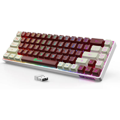 GEODMAER 65% Wireless Gaming Keyboard 2.4G Rechargeable Backlit Gaming Keyboard 68 Keys Anti-ghosting No-Conflict Keyboard forPC