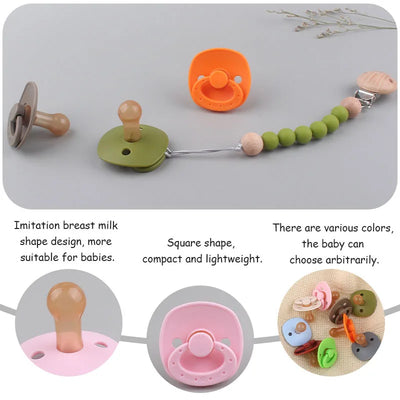 Baby Pacifier Silicone Baby Pacifiers Bibs Pacifier Clip Chain Newborn Boy Girl Candy Color Nipple Dummy Pacifier Soother 0-3Y