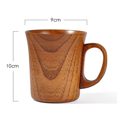 280ml Large Wooden Mug With Handle Natural Wood Beer Coffee Cup Handmade Tea Cup New Japanese Retro Drinking Drinkware 2024