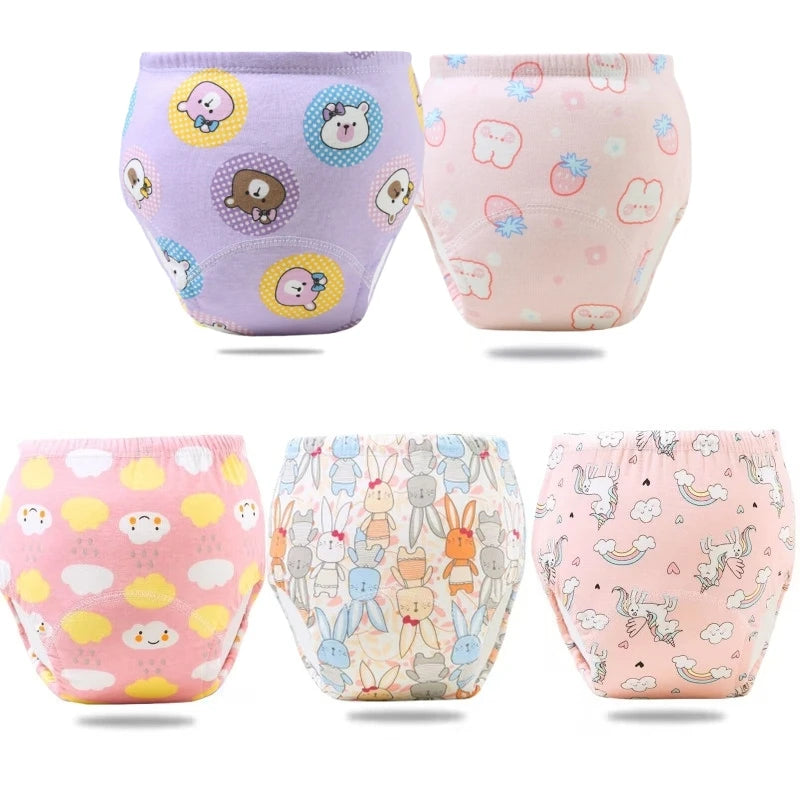 5PC Baby Diaper Potty Training Pants Waterproof Washable Cotton Cleanliness Learning Panties Breathable Cloth