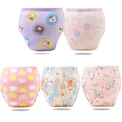 5PC Baby Diaper Potty Training Pants Waterproof Washable Cotton Cleanliness Learning Panties Breathable Cloth