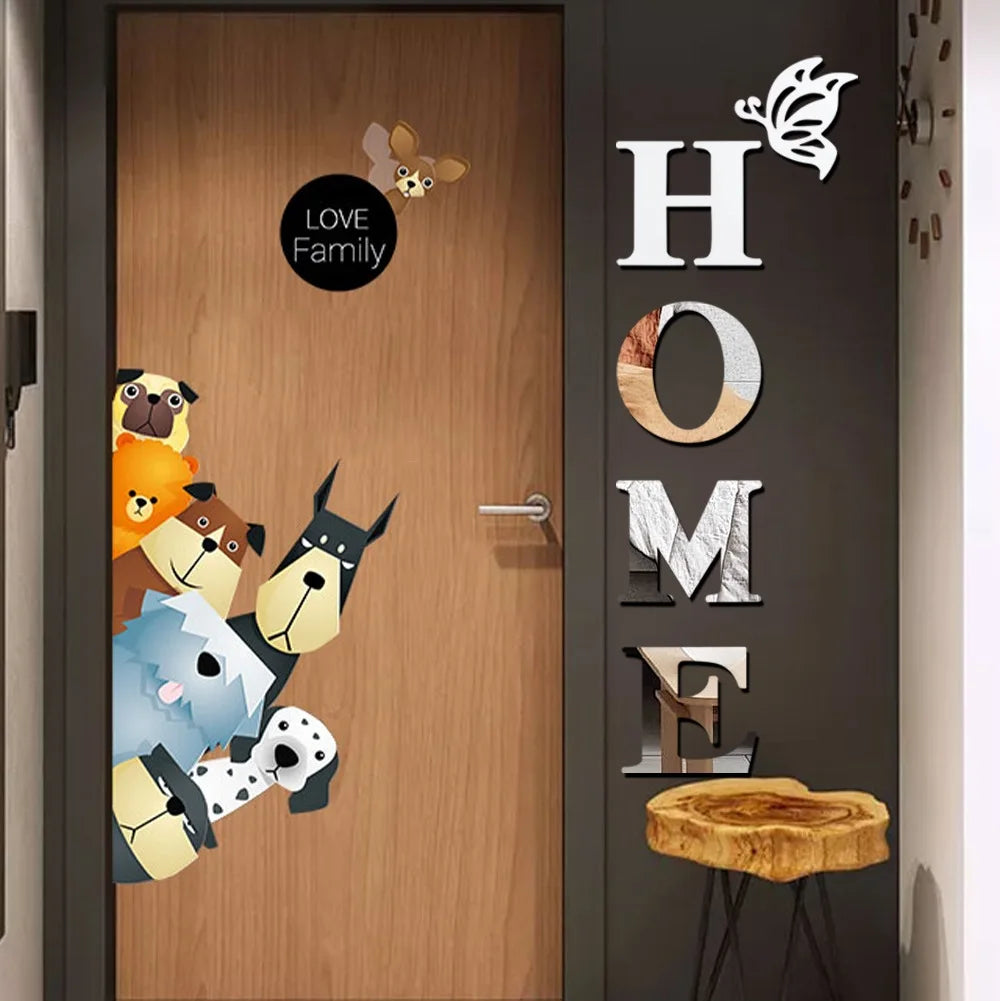 New Butterfly Home English Letter Wall Stickers  Mirrors Acrylic Self Adhesive Detachable Wall Stickers Modern Home Decoration