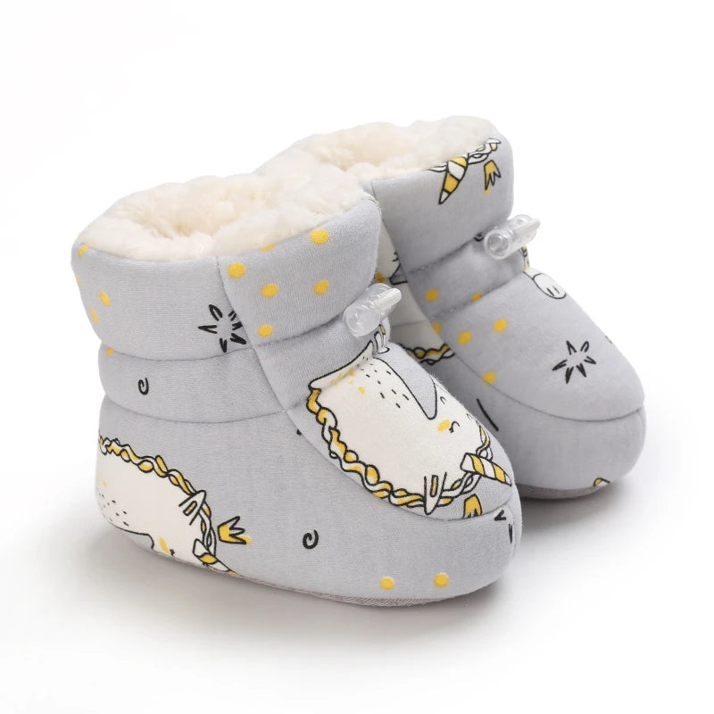 Winter Cute Cartoon Baby Boots for Boys and Girls Cotton Soft Sole Anti slip and Warm Preschool Children's Walking Shoes with