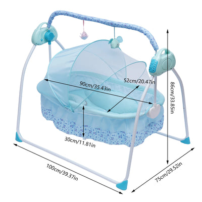 3-COLOR LED BLUETOOTH ELECTRIC BABY CRADLE WITH AUTO SWING, SAFE CRIB, INFANT ROCKER & MP3 MUSIC PLAYER
