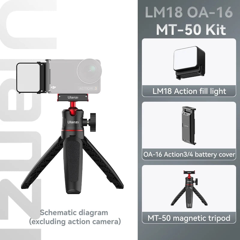 Ulanzi LM18 IPX5 Waterproof Underwater Led Video Fill Light 5600K for DJI Osmo Action 5/4/3 & Pocket 3 Action Camera Accessories