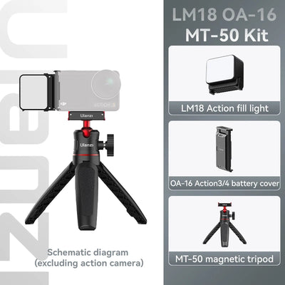 Ulanzi LM18 IPX5 Waterproof Underwater Led Video Fill Light 5600K for DJI Osmo Action 5/4/3 & Pocket 3 Action Camera Accessories