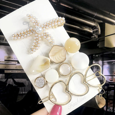 New Fashion 3/4pcs Set Pearl Hair Clip For Women Korean Hairpin Geometric Crystal Hair Barrettes Girl Hair Accessories Hairgrip