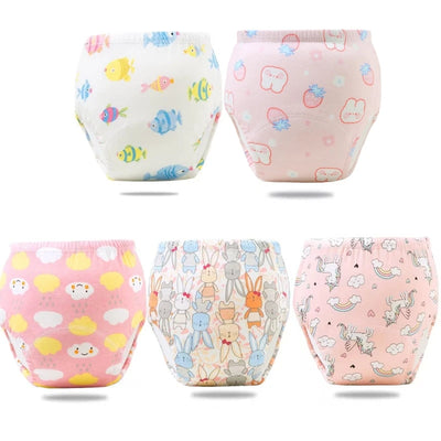 5PC Baby Diaper Potty Training Pants Waterproof Washable Cotton Cleanliness Learning Panties Breathable Cloth