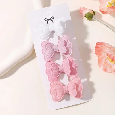 4Pcs/set Butterfly Hair Clip Set for Girls Double Layered Bow Cute Bangs Hair Pin Cotton Safe Kids Baby Hair Accessories Set