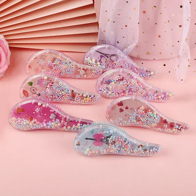 1 Pc New Cute Hair dressing Comb for Kids Anti-knot Massage Flowing Bead Hair Brush Children Girls Dress Up Makeups Toy Gifts
