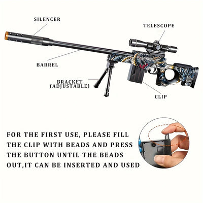 MINI NEW SVD Sniper Gun, Shooting Toy Gel Ball Blaster With Bracket, Fully Manual Outdoor Toy Model Without Charging,