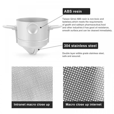 Coffee Filter Stainless Steel Easy Clean Portable Foldable Reusable Coffee Funnel Paperless Pour Over Holder Coffee Dripper