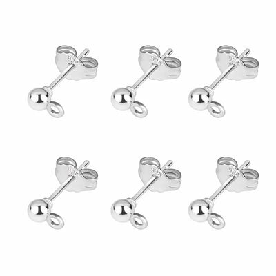 50pcs/lot 925 Silver Plated Blank Post Earring Studs Base Pin With Earring Plug Findings Ear Back DIY Jewelry Making Accessories